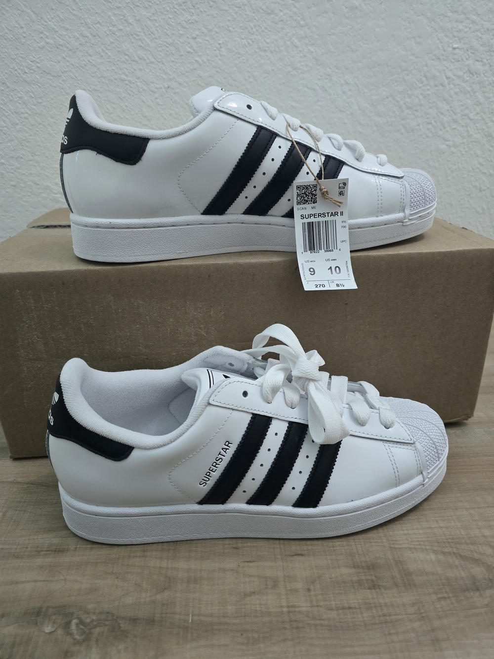 Adidas Superstar Men's White Sneakers with Black Stripes...shining...